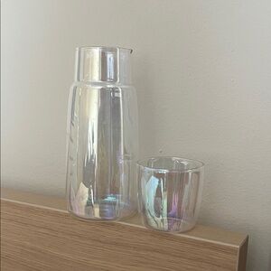 Iridescent Glass Carafe and Tumbler Set